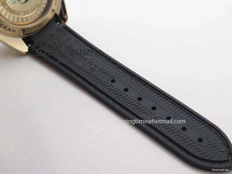 0418 Planet Ocean Professional Rose Gold Liquid Metal V6F 42mm On Black Rubber Strap A Vibrant 8266